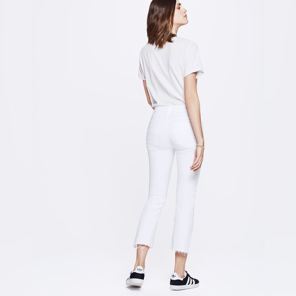 Mother Insider Crop Step Fray White Jeans Glass Slipper 26 Mid Rise Minimalist - Picture 15 of 15